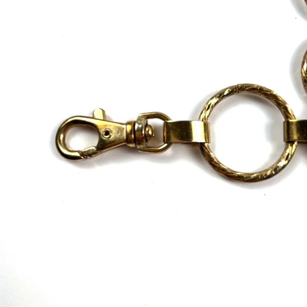 Vintage Chain Belt Womens OS Gold Textured O-Ring Link Adjustable 52 In Adjust